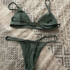 Olive Green Bathing Suit, Size Small, gold detailings. Never worn.